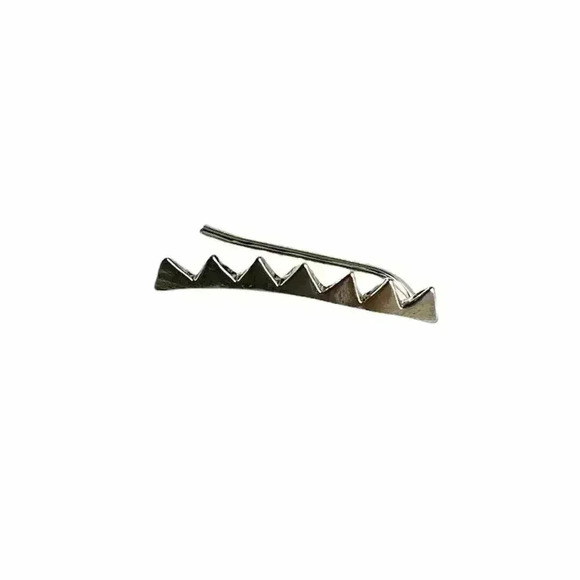 Rigged Geometric Spiked Hook Earrings Triangle Climber Shape Silver Tone Metal - Picture 1 of 7